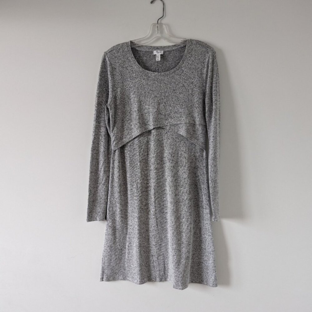 Thyme Maternity Marled Grey Long Sleeve Knit Dress Women's Small